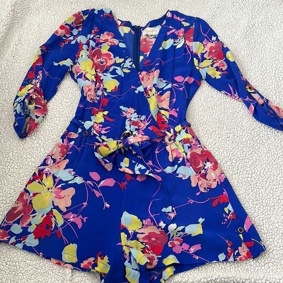Yumi Kim Liz Romper in Dodger Blue Blossom Sold Out on Revolve - Picture 1 of 9